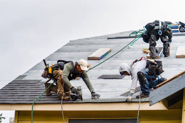 Professional Gutter Installation technician working in Lehigh, IA